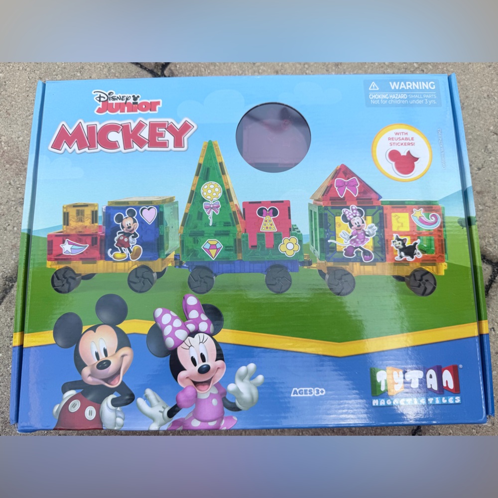 Disney Jr. Mickey & Minnie Mouse STEAM Tytan Magnetic Tile Train Set Magnatiles